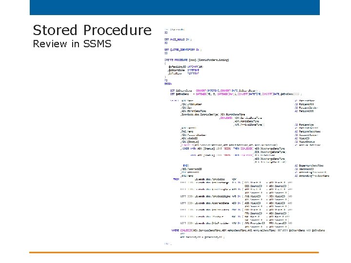 Stored Procedure Review in SSMS 