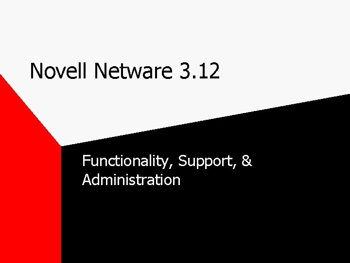 Novell Netware 3. 12 Functionality, Support, & Administration 