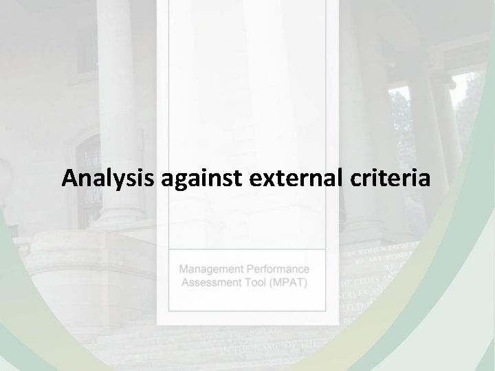 Analysis against external criteria 