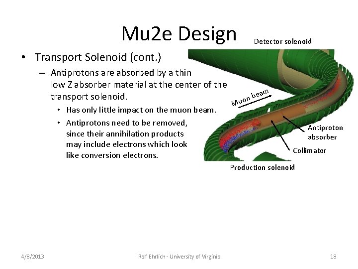 Mu 2 e Design Detector solenoid • Transport Solenoid (cont. ) – Antiprotons are Mu 2 e Design Detector solenoid • Transport Solenoid (cont. ) – Antiprotons are