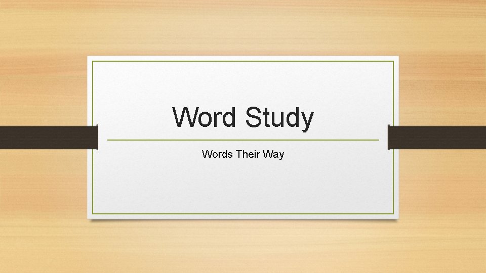 Word Study Words Their Way 