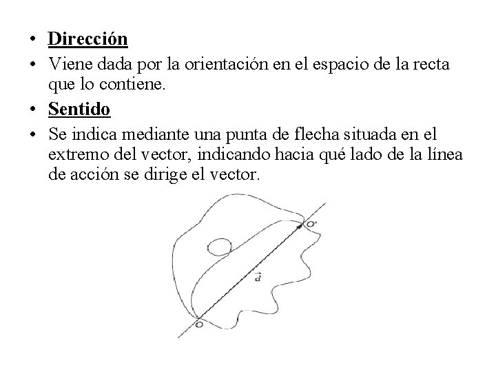 • Dirección • Viene dada por la orientación en el espacio de la • Dirección • Viene dada por la orientación en el espacio de la