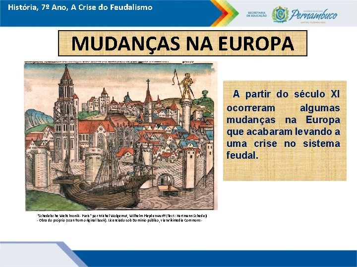 História, 7º Ano, A Crise do Feudalismo MUDANÇAS NA EUROPA A partir do século