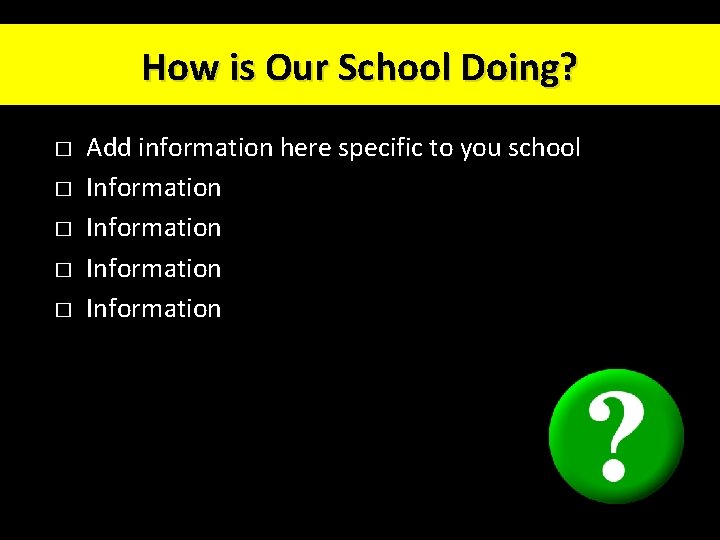 How is Our School Doing? � � � Add information here specific to you