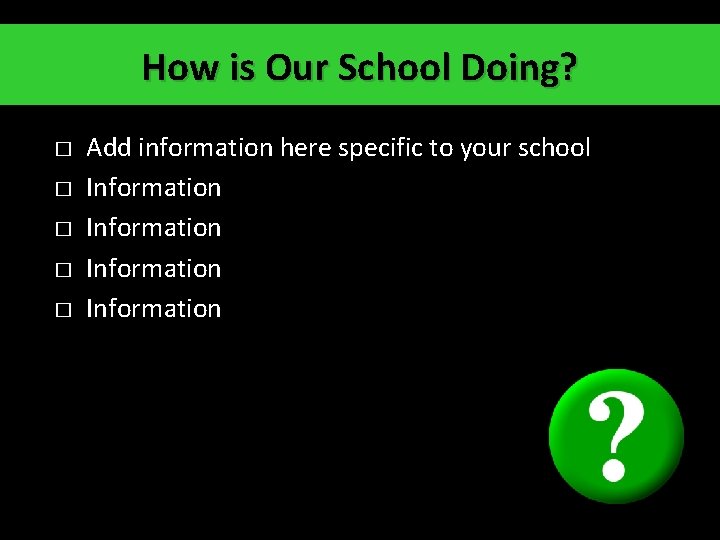 How is Our School Doing? � � � Add information here specific to your