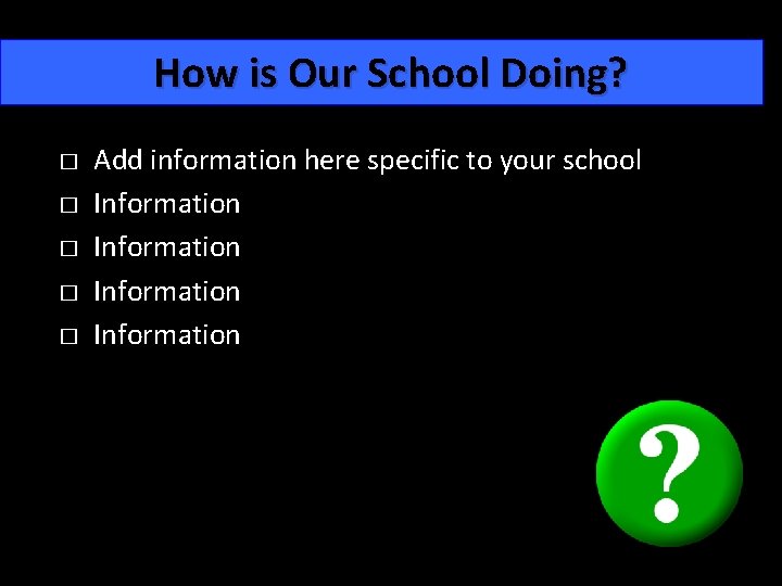 How is Our School Doing? � � � Add information here specific to your