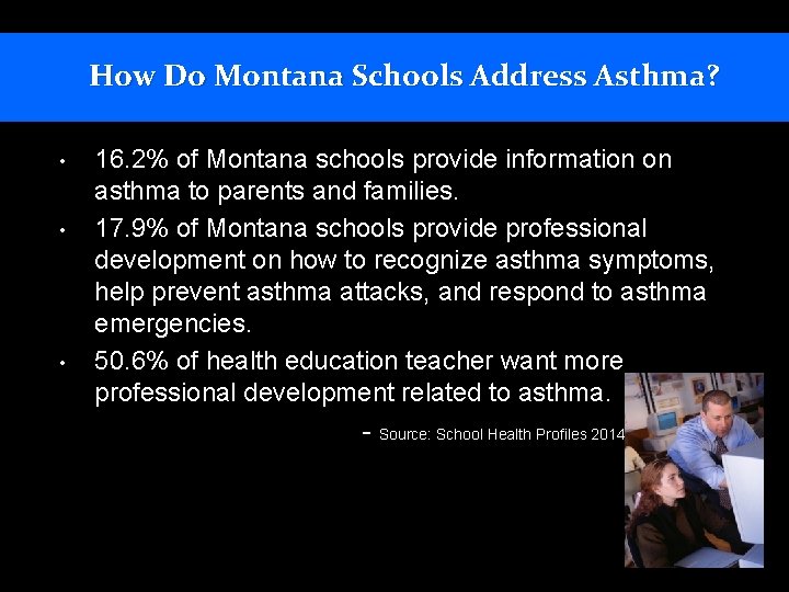 How Do Montana Schools Address Asthma? • • • 16. 2% of Montana schools