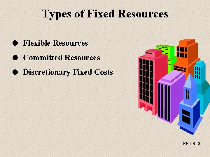Types of Fixed Resources l Flexible Resources l Committed Resources l Discretionary Fixed Costs