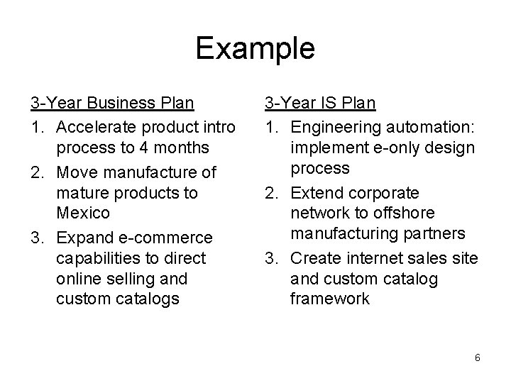 Example 3 -Year Business Plan 1. Accelerate product intro process to 4 months 2. Example 3 -Year Business Plan 1. Accelerate product intro process to 4 months 2.