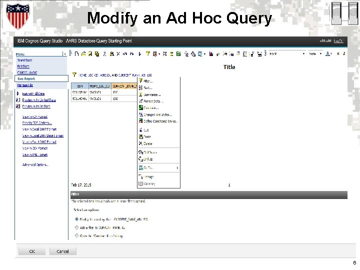 Modify an Ad Hoc Query 6 