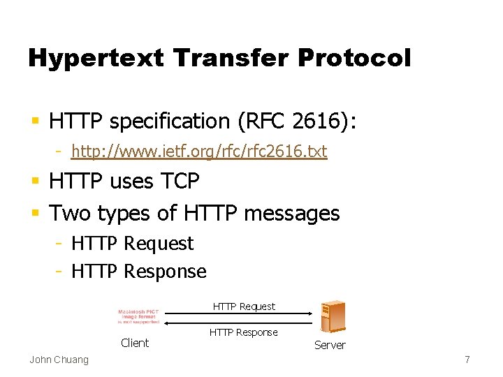 Hypertext Transfer Protocol § HTTP specification (RFC 2616): - http: //www. ietf. org/rfc 2616.