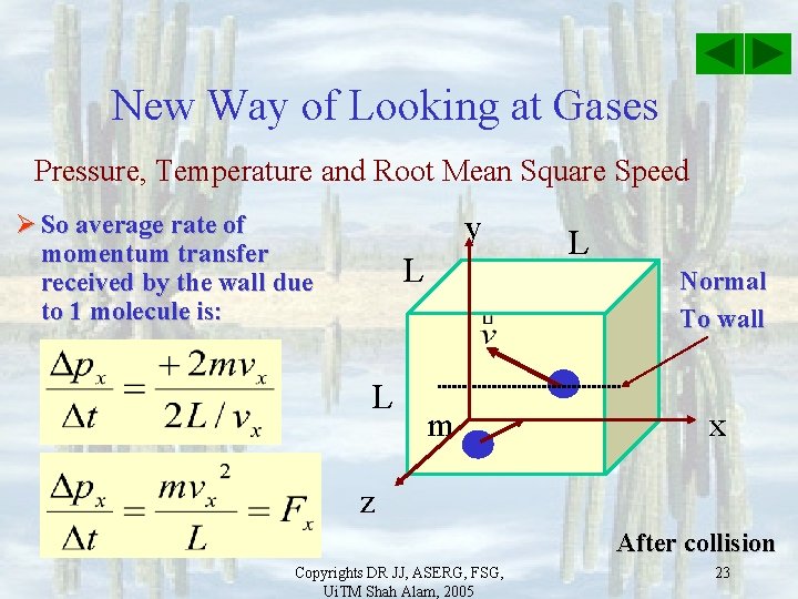 New Way of Looking at Gases Pressure, Temperature and Root Mean Square Speed y