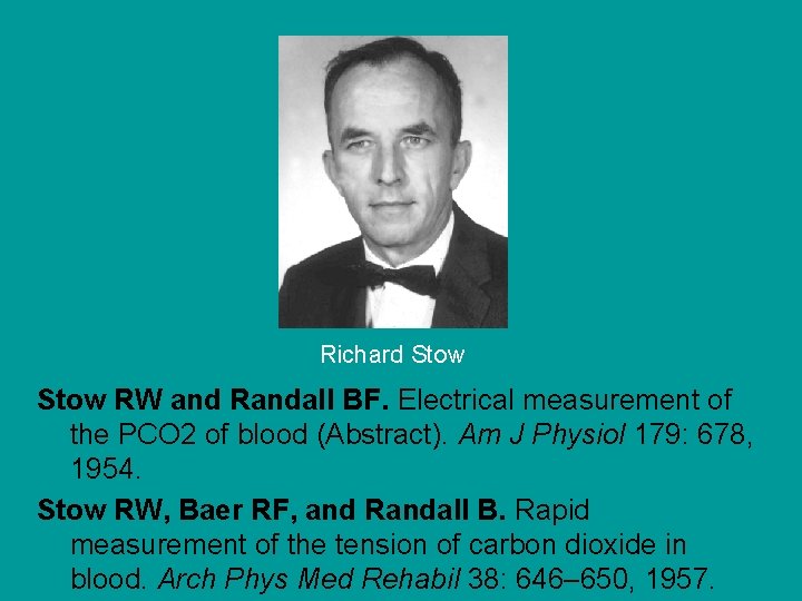 Richard Stow RW and Randall BF. Electrical measurement of the PCO 2 of blood