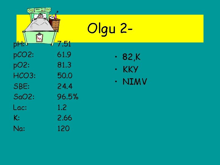 Olgu 2 p. H: p. CO 2: p. O 2: HCO 3: SBE: Sa.