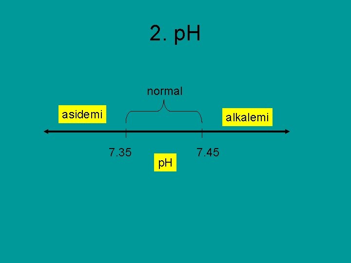 2. p. H normal asidemi alkalemi 7. 35 p. H 7. 45 