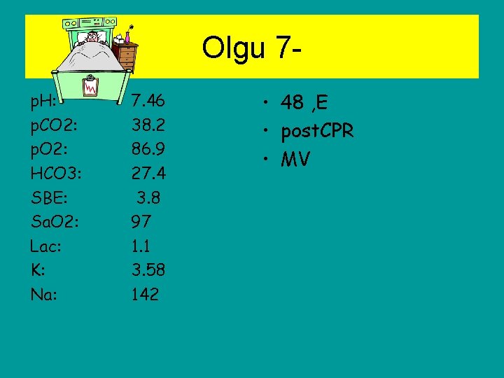 Olgu 7 p. H: p. CO 2: p. O 2: HCO 3: SBE: Sa.