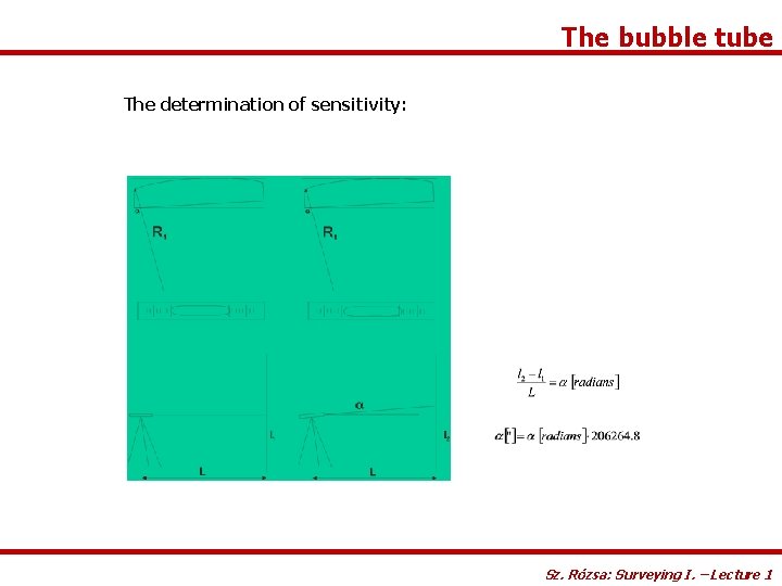 The bubble tube The determination of sensitivity: Sz. Rózsa: Surveying I. – Lecture 1