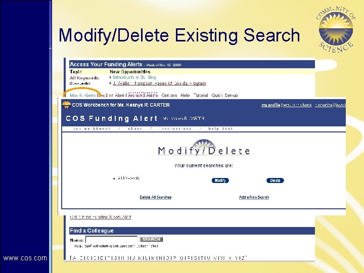 Modify/Delete Existing Search Click to edit Master title style • Clickto toedit. Mastertextstyles –