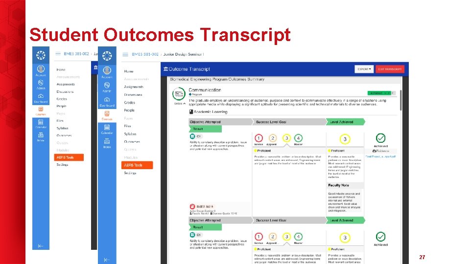 Student Outcomes Transcript 27 