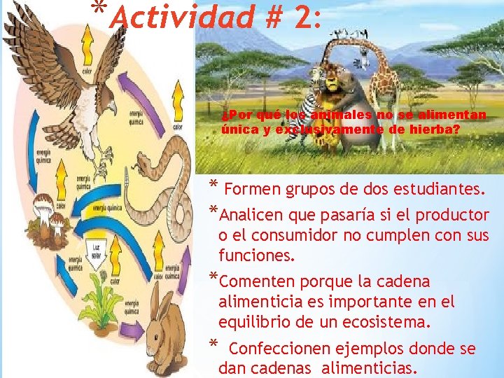 *Actividad # 2: ¿Por qué los animales no se alimentan única y exclusivamente de *Actividad # 2: ¿Por qué los animales no se alimentan única y exclusivamente de