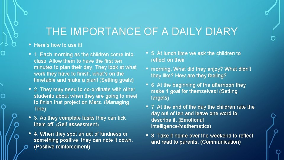 THE IMPORTANCE OF A DAILY DIARY • • • Here’s how to use it!