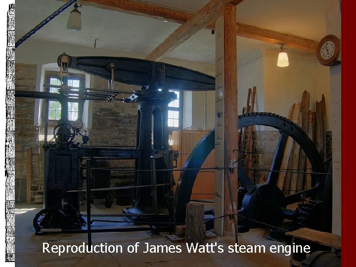 Steam engine designed by Boulton & Watt. Engraving of a 1784 engine. Reproduction of
