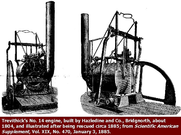 Trevithick's No. 14 engine, built by Hazledine and Co. , Bridgnorth, about 1804, and