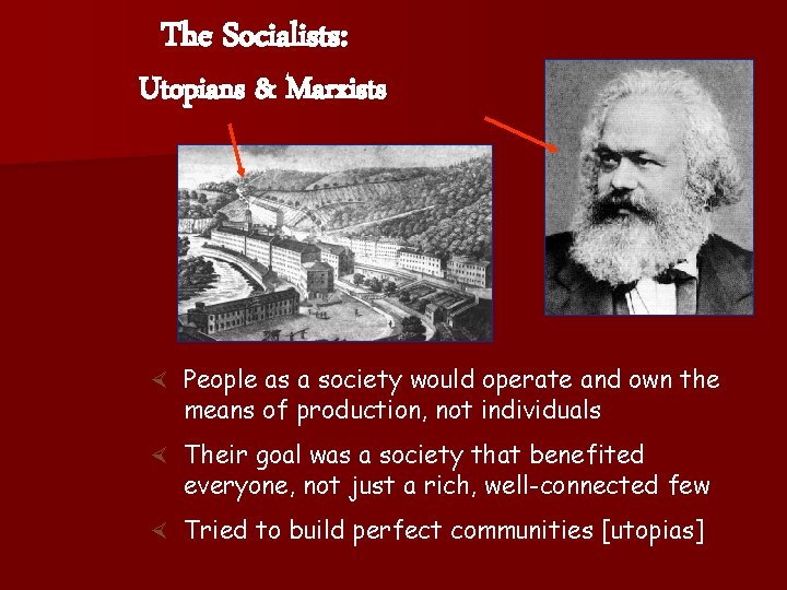 The Socialists: Utopians & Marxists × People as a society would operate and own