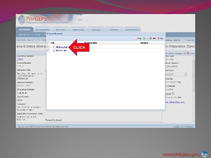CLICK www. philgeps. gov. 