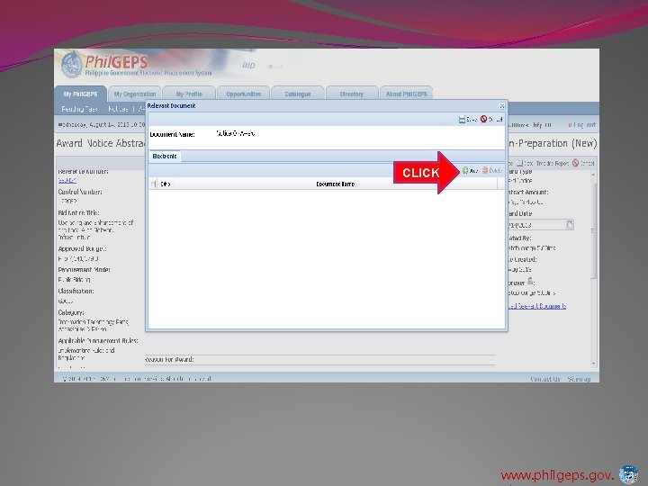 CLICK www. philgeps. gov. 