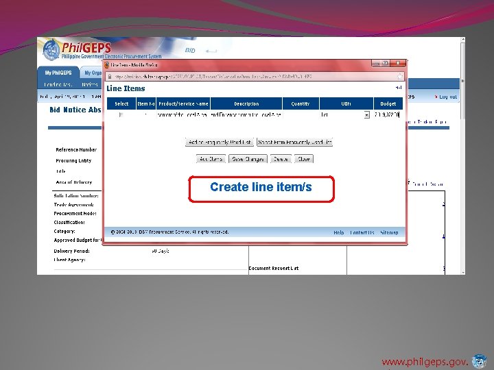 Create line item/s www. philgeps. gov. 