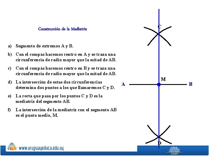 C Construcción de la Mediatriz a) Segmento de extremos A y B. b) Con