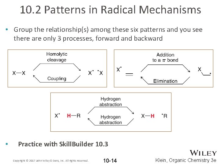 10. 2 Patterns in Radical Mechanisms • Group the relationship(s) among these six patterns