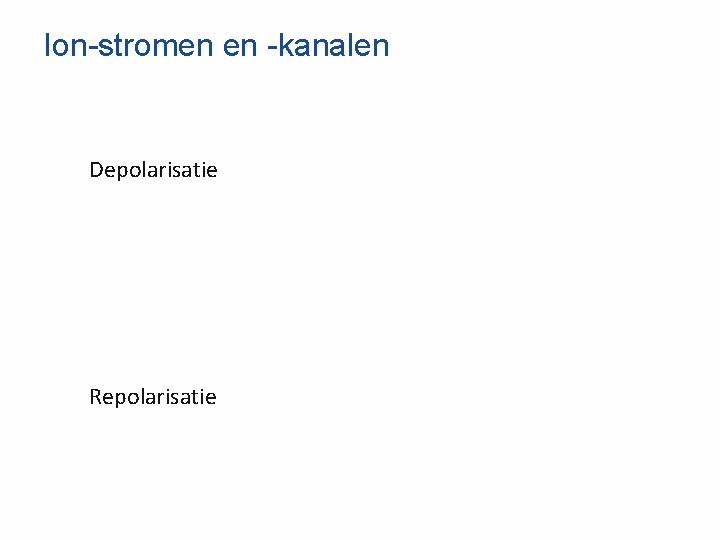 Ion-stromen en -kanalen Depolarisatie Repolarisatie 