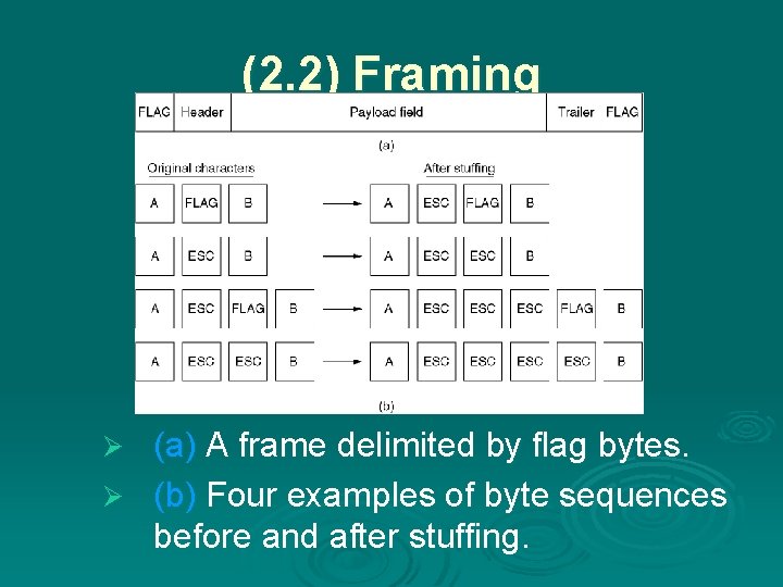 (2. 2) Framing (a) A frame delimited by flag bytes. Ø (b) Four examples