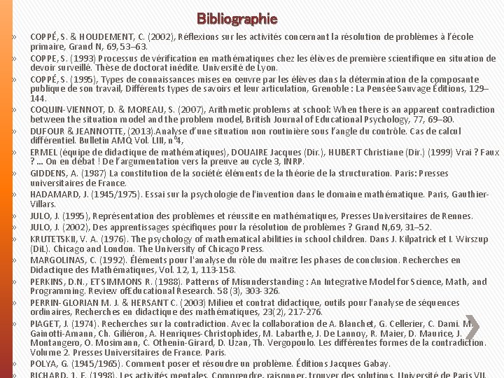 Bibliographie » » » » » COPPÉ, S. & HOUDEMENT, C. (2002), Réflexions sur