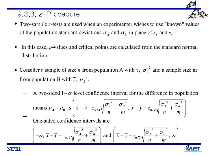 9. 3. 3. z-Procedure • • • - NIPRL 26 