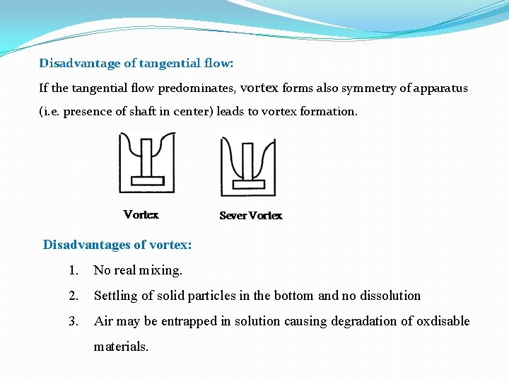 Disadvantage of tangential flow: If the tangential flow predominates, vortex forms also symmetry of Disadvantage of tangential flow: If the tangential flow predominates, vortex forms also symmetry of