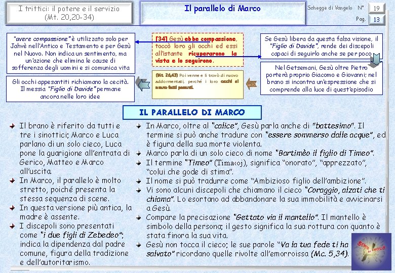 I trittici: il potere e il servizio (Mt. 20, 20 -34) “avere compassione” è