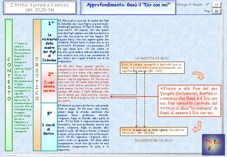 I trittici: il potere e il servizio (Mt. 20, 20 -34) 1° C O