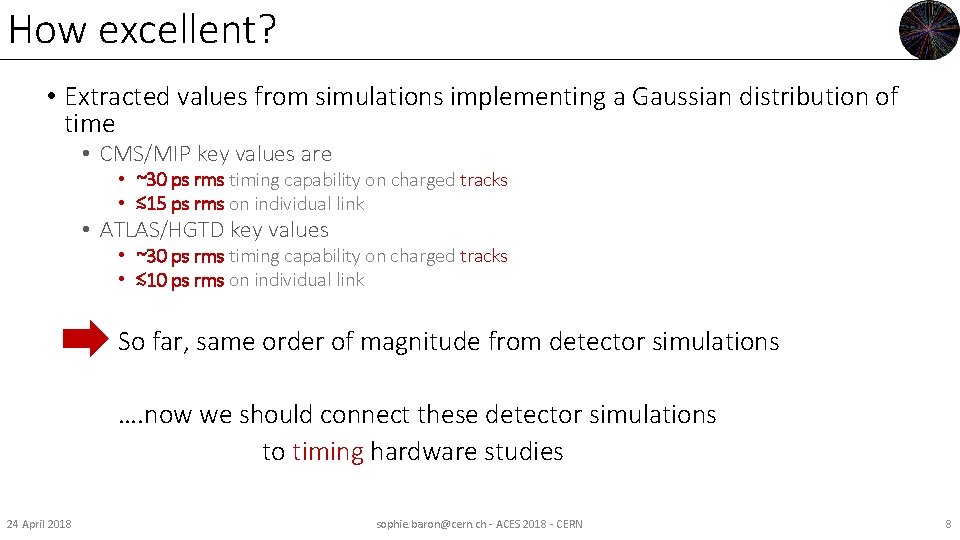 How excellent? • Extracted values from simulations implementing a Gaussian distribution of time •