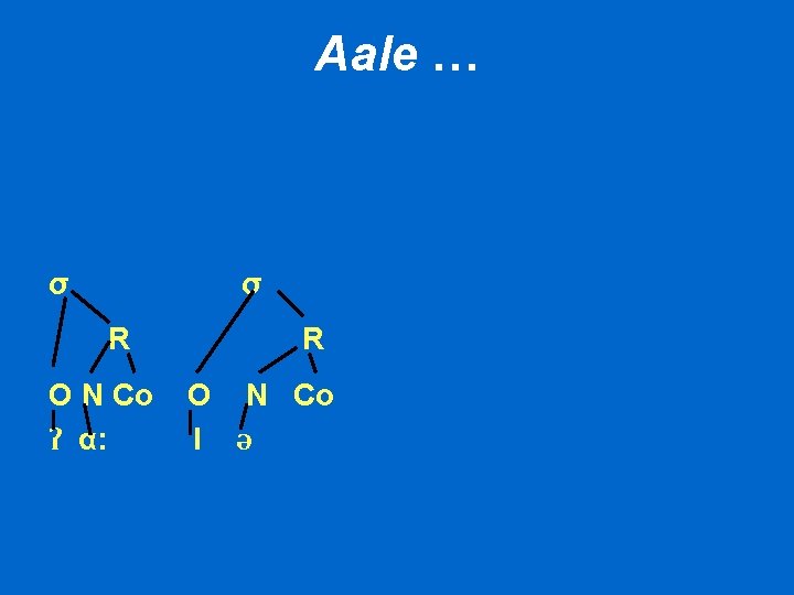 Aale … σ σ R O N Co ʔ α: R O N Co Aale … σ σ R O N Co ʔ α: R O N Co