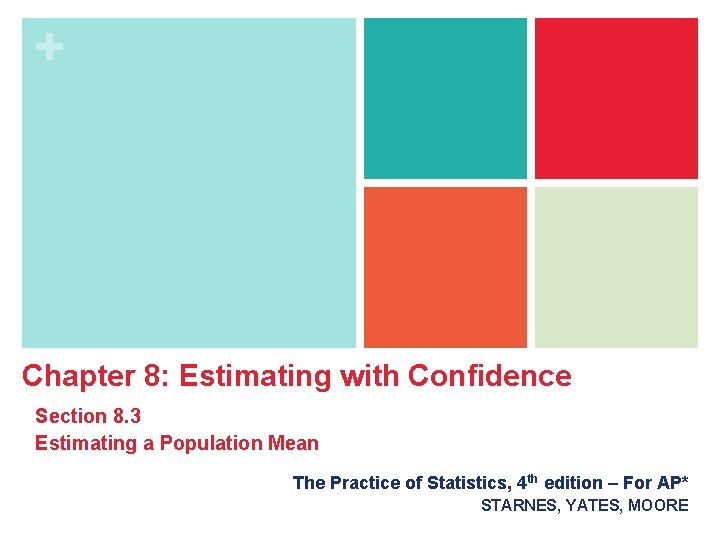 + Chapter 8: Estimating with Confidence Section 8. 3 Estimating a Population Mean The