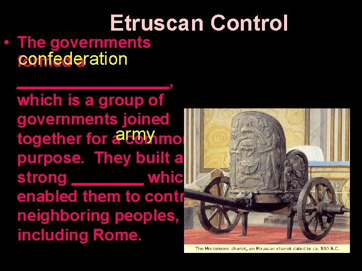 Etruscan Control • The governments confederation formed a _________, which is a group of