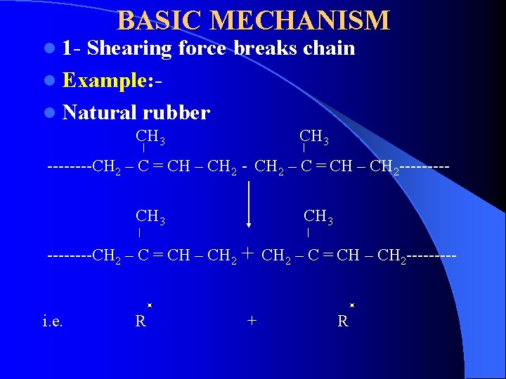 l 1 - BASIC MECHANISM Shearing force breaks chain l Example: l Natural rubber