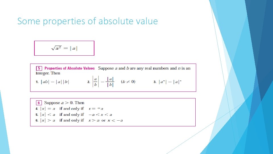 Some properties of absolute value 