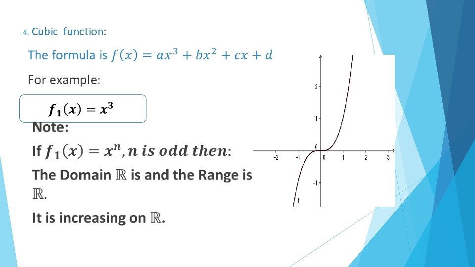 4. Cubic function: For example: 