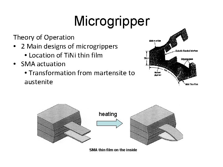 Microgripper Theory of Operation • 2 Main designs of microgrippers • Location of Ti.