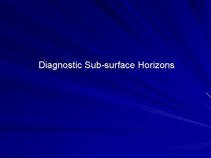 Diagnostic Sub-surface Horizons 