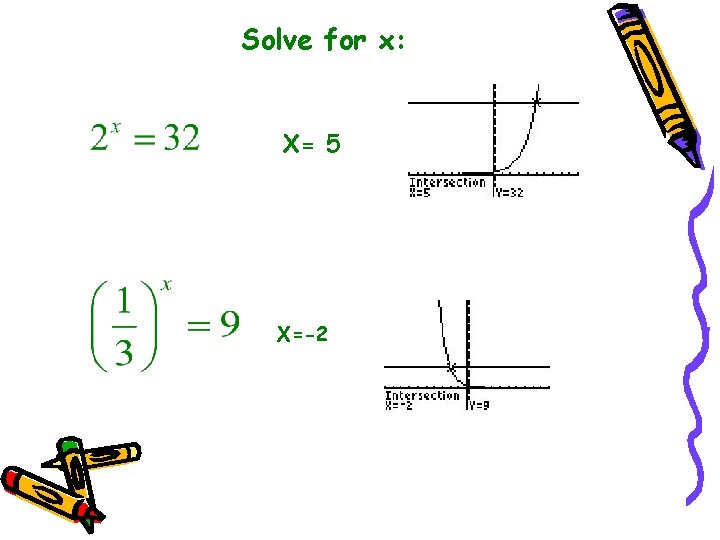 Solve for x: X= 5 X=-2 